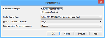 figure:Pattern Print dialog box